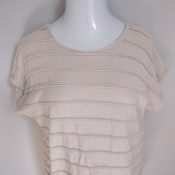Vernacular Terry Cloth Ribbed Cut Out Back Cream Short Sleeve Top Large - Picture 4 of 10